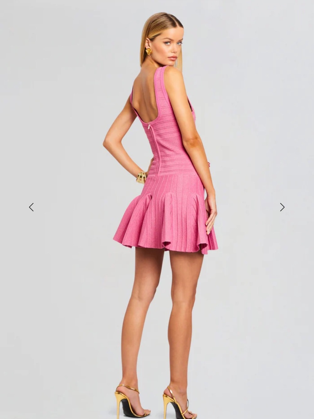 New Retrofete Mini Dress Pink Gold Brooke Metallic Bandage Knit Medium - Picture 4 of 9